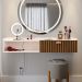 Penteadeira Suspensa Classic 90 cm Porta Joia Mesa Maquiagem Camarim Quarto Pequeno - Off White/Ripado - RPM