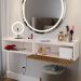 Penteadeira Suspensa Classic 90 cm Porta Joia Mesa Maquiagem Camarim Quarto Pequeno - Off White/Ripado - RPM