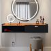 Penteadeira Suspensa Classic 90 cm Porta Joia Mesa Maquiagem Camarim Quarto Pequeno - Preto/Cinamomo- RPM