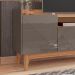 Rack Adria 1.58 Tv 60 Polegadas 4 Portas Detalhes Frisados Pés Retrô Madeira Decoração Sala Estar Cinza Pérola/Noce - Lojas RPM