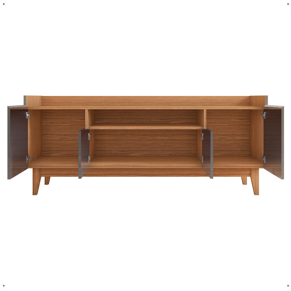 Rack Adria 1.58 Tv 60 Polegadas 4 Portas Detalhes Frisados Pés Retrô Madeira Decoração Sala Estar Cinza Pérola/Noce - Lojas RPM