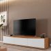 Rack Bancada Eros 1.8m TV 32 40 42 47 50 55 60 Polegadas 2 Portas Gaveta Organizadora Sala Quarto Moderno Cedro/Branco - RPM
