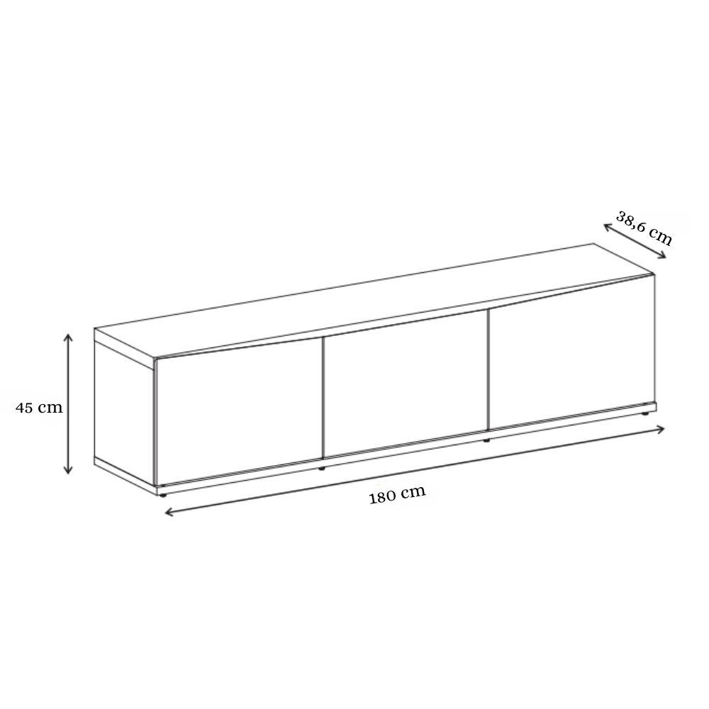 Rack Bancada Eros 1.8m TV 32 40 42 47 50 55 60 Polegadas 2 Portas Gaveta Organizadora Sala Quarto Moderno Cedro/Branco - RPM