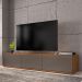 Rack Bancada Eros 1.8m TV 32 40 42 47 50 55 60 Polegadas 2 Portas Gaveta Organizadora Sala Quarto Moderno Cinza Pérola/Noce - RPM