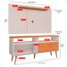 Rack Bancada Estante Painel TV Smart 48 Polegadas Home Pequeno Nicho Porta Correr Pés Palito Retrô Sala Quarto Samba Off White/Cinamomo - RPM