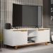 Rack Bancada Flow Tv 55 Polegadas Pés Madeira 2 Portas Prateleira Decoração Retrô Sala Branco - Lojas RPM