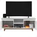 Rack Bancada Flow Tv 55 Polegadas Pés Madeira 2 Portas Prateleira Decoração Retrô Sala Branco - Lojas RPM
