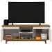 Rack Bancada Flow Tv 55 Polegadas Pés Madeira 2 Portas Prateleira Decoração Retrô Sala Off White/Freijó - Lojas RPM
