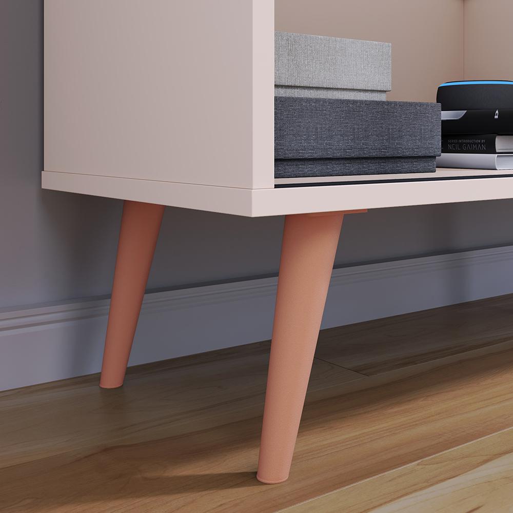 Rack Bancada Home Samba Estante Tv 55 Polegadas Nicho Organizador Porta Correr Sala Quarto Pequeno Retrô - Off White/Cinamomo - RPM