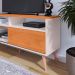 Rack Bancada Home Samba Estante Tv 55 Polegadas Nicho Organizador Porta Correr Sala Quarto Pequeno Retrô - Off White/Cinamomo - RPM