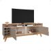 Rack Bancada Wine TV 60" Nicho 2 Portas Pés Madeira Vintage Adega Vinho Cantinho Bar Sala Quarto Retrô Off White/Noce - RPM