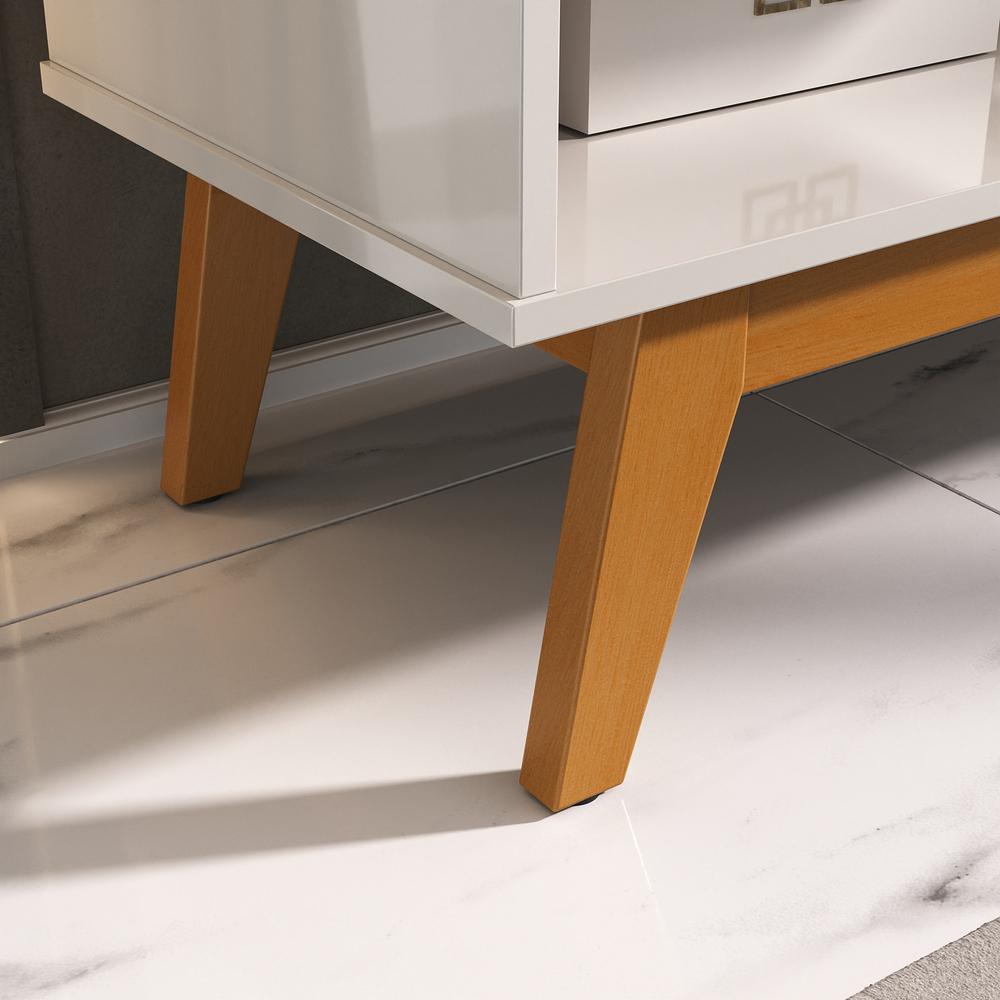 Rack Nature 1.36 Tv 40 42 43 50 55 Polegadas Nichos Prateleiras Pés Madeira Decoração Sala Estar Vintage Off White/Cinamomo - Lojas RPM