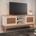 Rack Safira 1,35 Tv 60 Polegadas 2 Portas Pés Madeira Maciça Decoração Clássica Sala Estar Off White/Noce - Lojas RPM