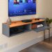 Rack Suspenso Home Classic Tv 32 42 50 Polegadas 1 Porta Puxador Concha Decoração Minimalista Quarto Sala Recepção Cinza/Cinamomo - Lojas RPM