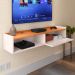 Rack Suspenso Home Classic Tv 32 42 50 Polegadas 1 Porta Puxador Concha Decoração Minimalista Quarto Sala Recepção Off White/Cinamomo - Lojas RPM