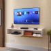Rack Suspenso Home Classic Tv 32 42 50 Polegadas 1 Porta Puxador Concha Decoração Minimalista Quarto Sala Recepção Off White/Ripado - Lojas RPM