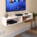 Rack Suspenso Home Classic Tv 32 42 50 Polegadas 1 Porta Puxador Concha Decoração Minimalista Quarto Sala Recepção Off White/Ripado - Lojas RPM