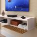 Rack Suspenso Home Classic Tv 32 42 50 Polegadas 1 Porta Puxador Concha Decoração Minimalista Quarto Sala Recepção Off White/Ripado - Lojas RPM