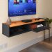 Rack Suspenso Home Classic Tv 32 42 50 Polegadas 1 Porta Puxador Concha Decoração Minimalista Quarto Sala Recepção Preto/Cinamomo - Lojas RPM