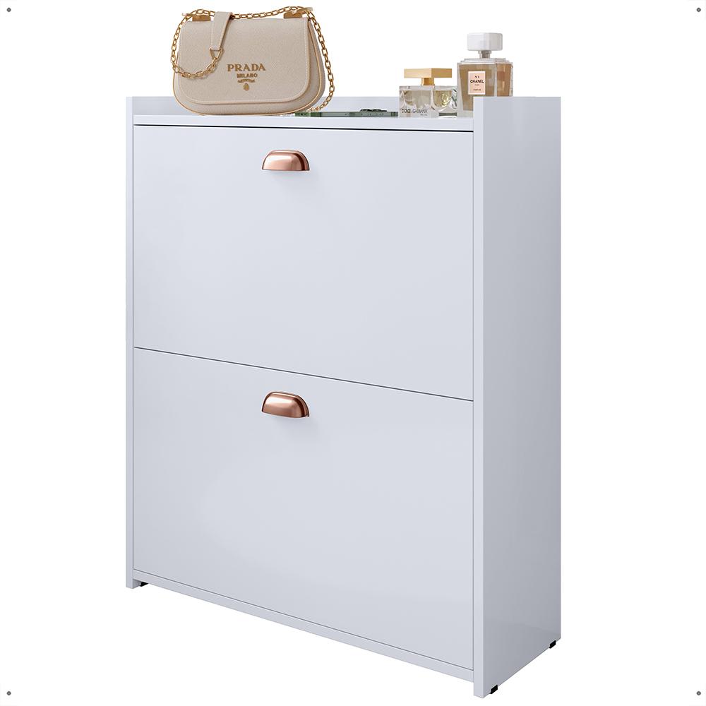 Sapateira Closet Vertical Organizadora 12 Pares Calçados Unissex Prateleira 2 Andares Gavetas Basculante Branco - Lojas RPM