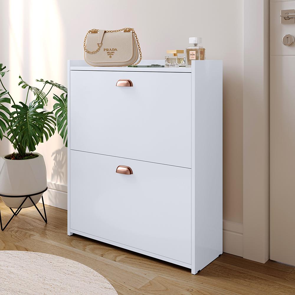 Sapateira Closet Vertical Organizadora 12 Pares Calçados Unissex Prateleira 2 Andares Gavetas Basculante Branco - Lojas RPM