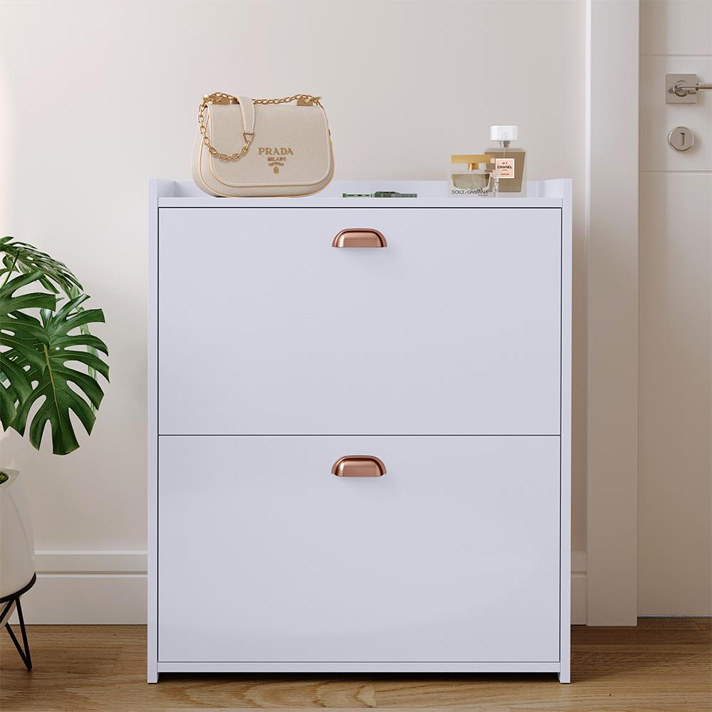 Sapateira Closet Vertical Organizadora 12 Pares Calçados Unissex Prateleira 2 Andares Gavetas Basculante Branco - Lojas RPM