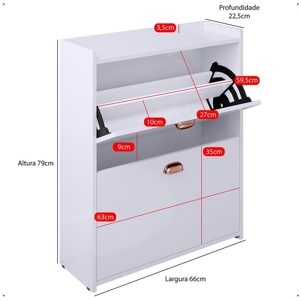 Sapateira Closet Vertical Organizadora 12 Pares Calçados Unissex Prateleira 2 Andares Gavetas Basculante Branco - Lojas RPM