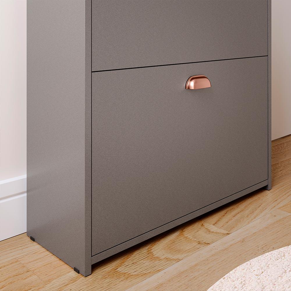 Sapateira Closet Vertical Organizadora 12 Pares Calçados Unissex Prateleira 2 Andares Gavetas Basculante Cinza Pérola - Lojas RPM