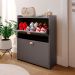 Sapateira Closet Vertical Organizadora 12 Pares Calçados Unissex Prateleira 2 Andares Gavetas Basculante Cinza Pérola - Lojas RPM