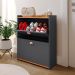 Sapateira Closet Vertical Organizadora 12 Pares Calçados Unissex Prateleira 2 Andares Gavetas Basculante Cinza/Cinamomo - Lojas RPM