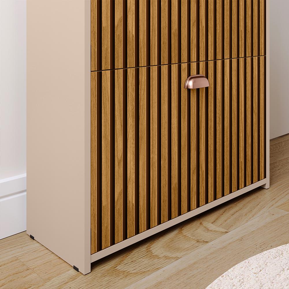 Sapateira Closet Vertical Organizadora 12 Pares Calçados Unissex Prateleira 2 Andares Gavetas Basculante Fendi/Ripado - Lojas RPM