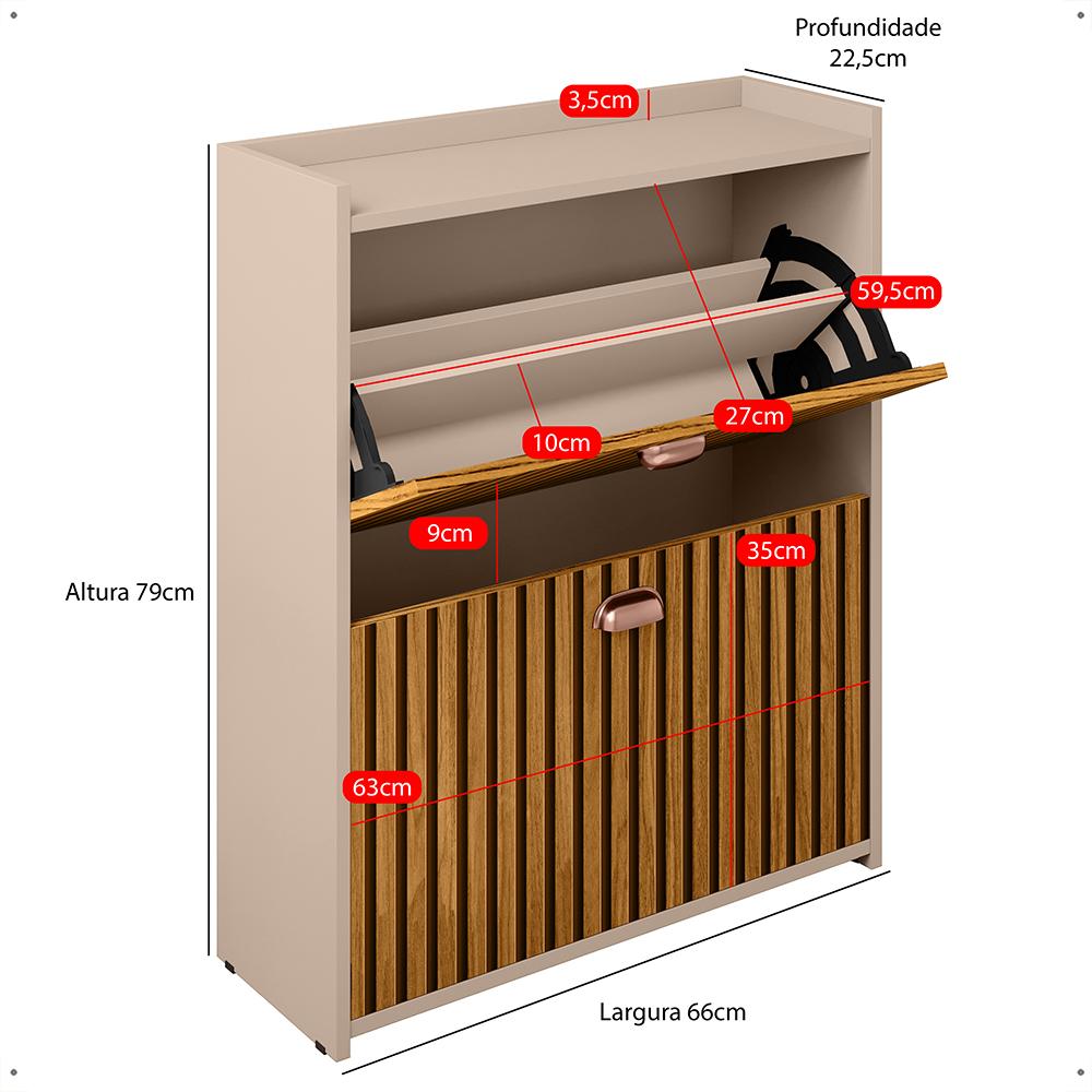 Sapateira Closet Vertical Organizadora 12 Pares Calçados Unissex Prateleira 2 Andares Gavetas Basculante Fendi/Ripado - Lojas RPM