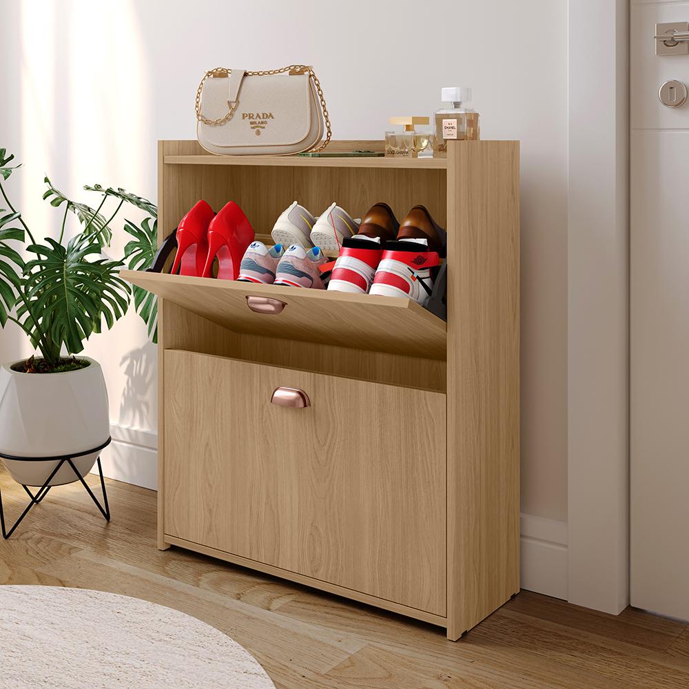 Sapateira Closet Vertical Organizadora 12 Pares Calçados Unissex Prateleira 2 Andares Gavetas Basculante Hanover - Lojas RPM