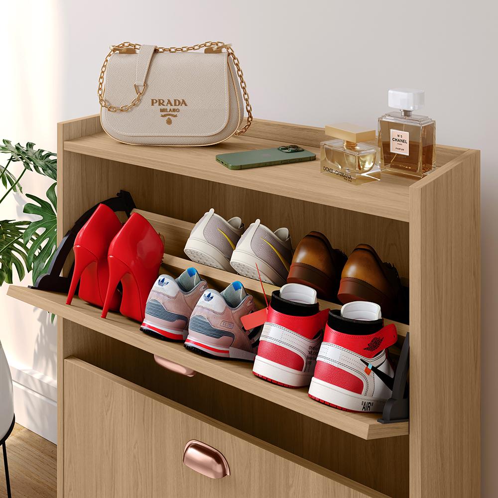 Sapateira Closet Vertical Organizadora 12 Pares Calçados Unissex Prateleira 2 Andares Gavetas Basculante Hanover - Lojas RPM
