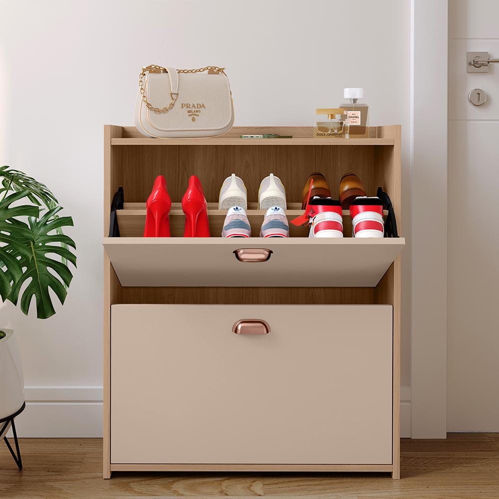 Sapateira Closet Vertical Organizadora 12 Pares Calçados Unissex Prateleira 2 Andares Gavetas Basculante Hanover/Fendi - Lojas RPM