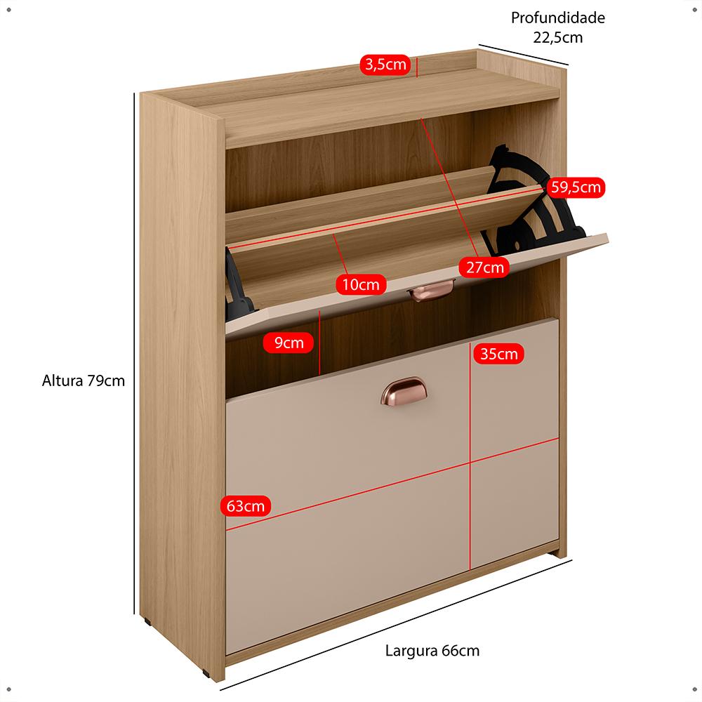 Sapateira Closet Vertical Organizadora 12 Pares Calçados Unissex Prateleira 2 Andares Gavetas Basculante Hanover/Fendi - Lojas RPM