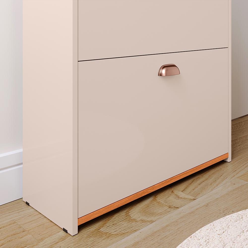 Sapateira Closet Vertical Organizadora 12 Pares Calçados Unissex Prateleira 2 Andares Gavetas Basculante Off White/Cinamomo - Lojas RPM