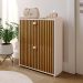 Sapateira Closet Vertical Organizadora 12 Pares Calçados Unissex Prateleira 2 Andares Gavetas Basculante Off White/Ripado - Lojas RPM
