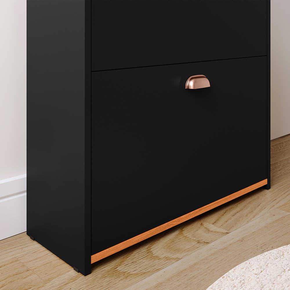 Sapateira Closet Vertical Organizadora 12 Pares Calçados Unissex Prateleira 2 Andares Gavetas Basculante Preto/Cinamomo - Lojas RPM