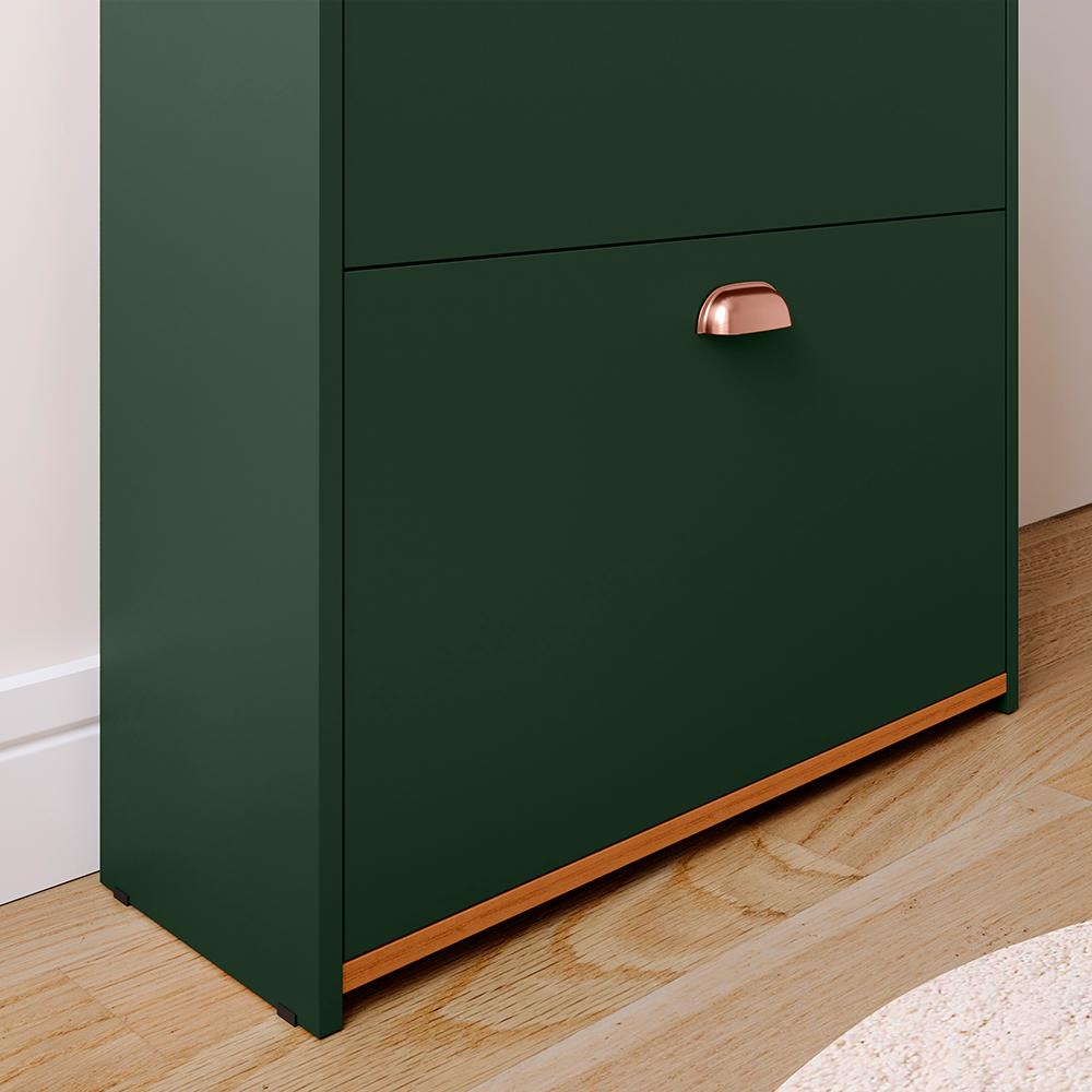 Sapateira Closet Vertical Organizadora 12 Pares Calçados Unissex Prateleira 2 Andares Gavetas Basculante Verde/Cedro - Lojas RPM