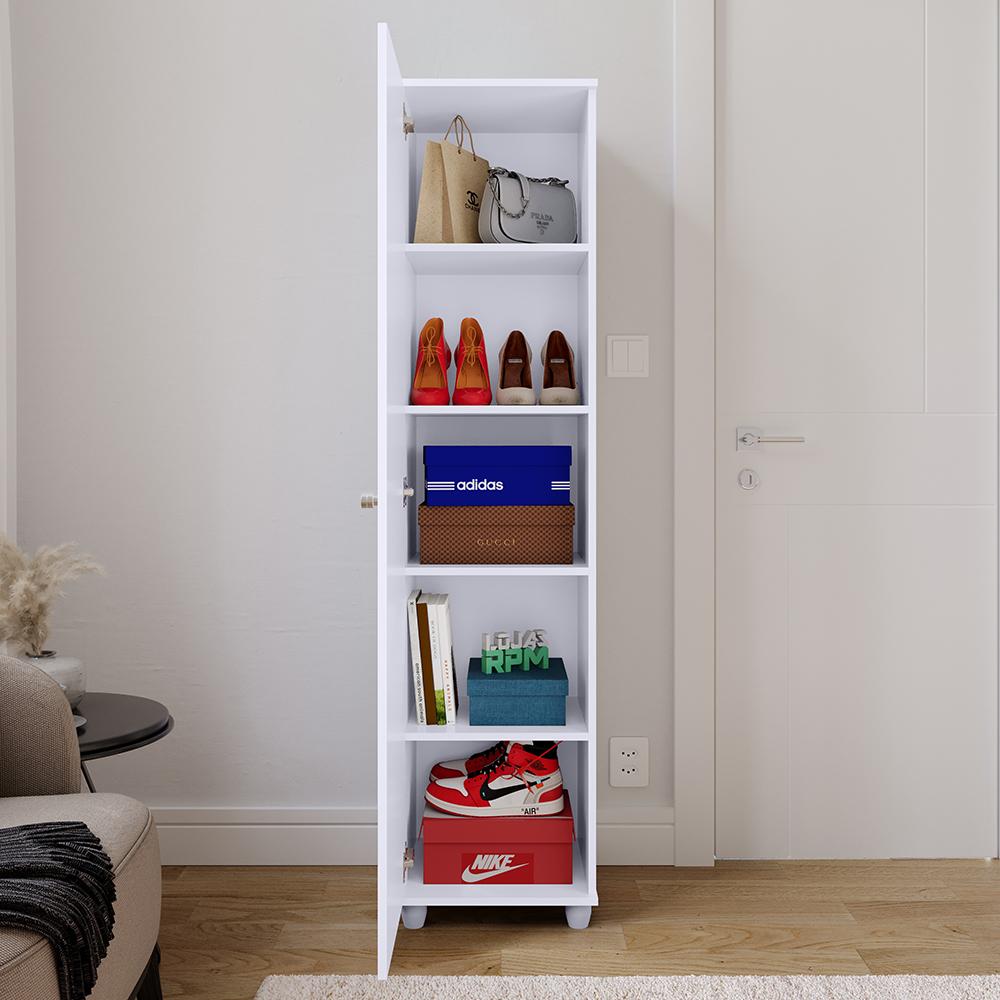 Sapateira Multiuso Vertical Espelhado 4 Prateleira Porta Sapato Organizador Retrô Sala Quarto Decoração Casa Marry - Branco - RPM