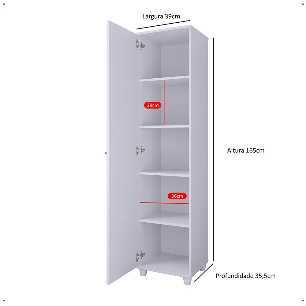Sapateira Multiuso Vertical Espelhado 4 Prateleira Porta Sapato Organizador Retrô Sala Quarto Decoração Casa Marry - Branco - RPM