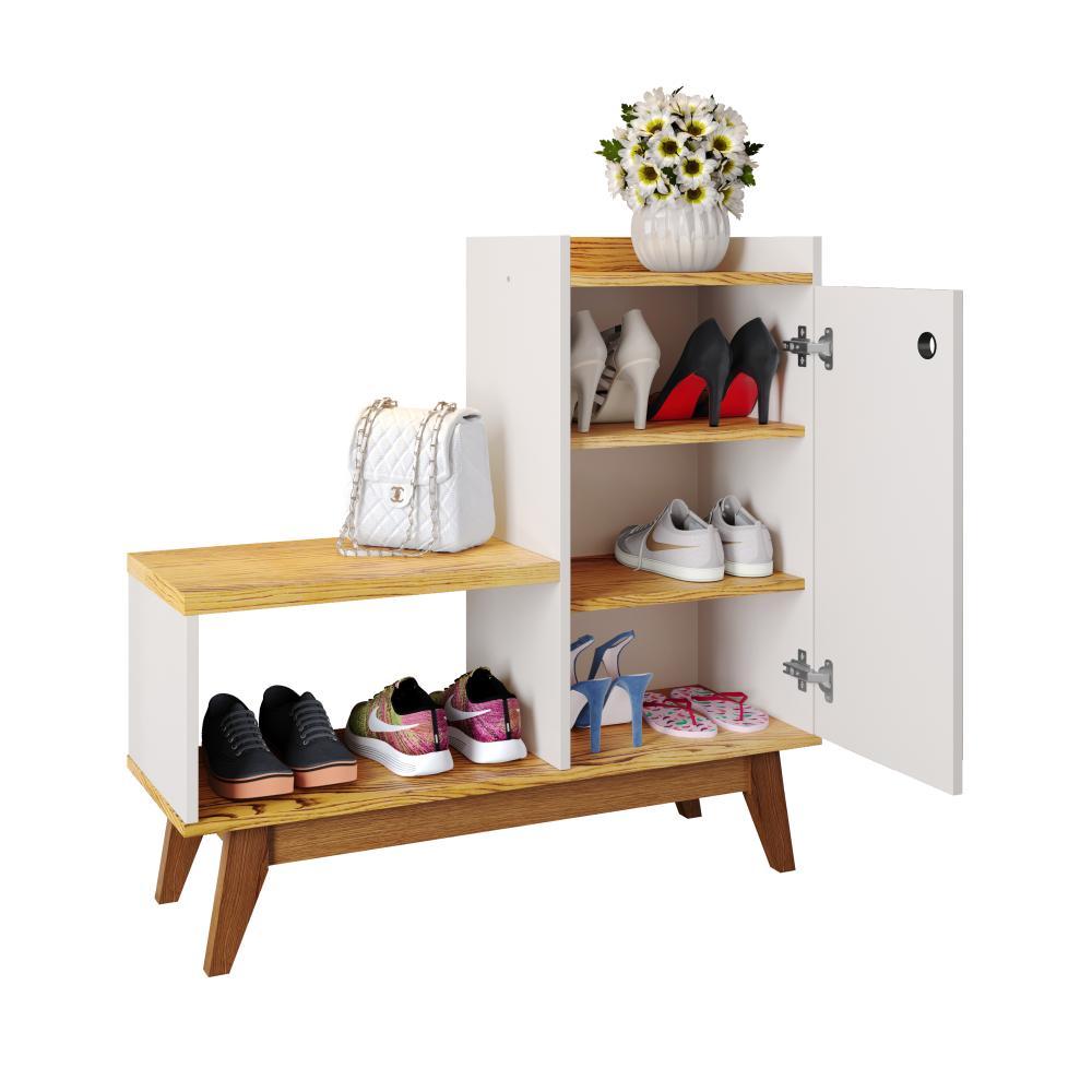 Sapateira Organizadora Com Prateleiras Porta E Nicho Shoes - Off White/Nature - Lojas RPM 