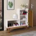 Sapateira Organizadora Com Prateleiras Porta E Nicho Shoes - Off White/Ripado Nature - Lojas RPM