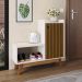 Sapateira Organizadora Com Prateleiras Porta E Nicho Shoes - Off White/Ripado Nature - Lojas RPM