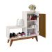 Sapateira Organizadora Com Prateleiras Porta E Nicho Shoes - Off White/Ripado Nature - Lojas RPM