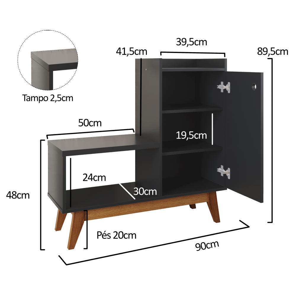 Sapateira Organizadora Com Prateleiras Porta E Nicho Shoes - Preto - Lojas RPM