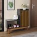 Sapateira Organizadora Com Prateleiras Porta E Nicho Shoes - Preto/Ripado Nature - Lojas RPM 