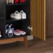 Sapateira Organizadora Com Prateleiras Porta E Nicho Shoes - Preto/Ripado Nature - Lojas RPM 