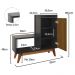 Sapateira Organizadora Com Prateleiras Porta E Nicho Shoes - Preto/Ripado Nature - Lojas RPM 